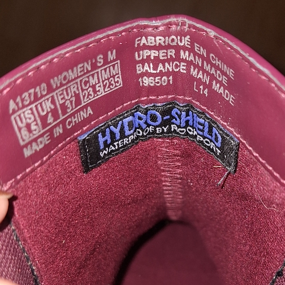 6.5 Rockport Lorraine ll Burgundy Hydro-shield Waterproof Rain Chelsea Boots - Picture 2 of 12